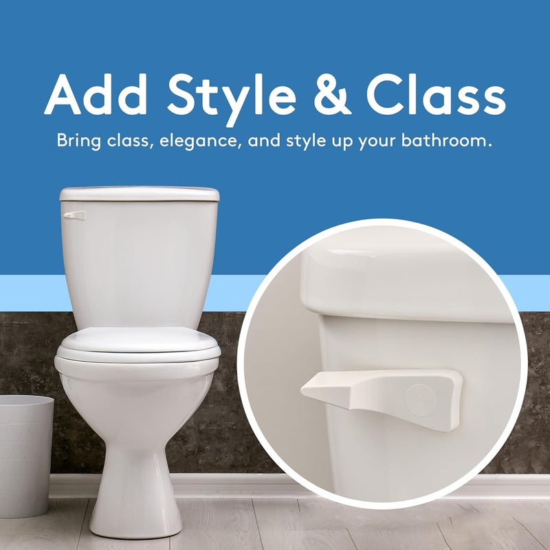 RAVINE Toilet Handle Replacement - American Standard Flush Lever With Elegant Design, Durable Front Mount - Easy to Install Bowl Handle (White) - Image 2